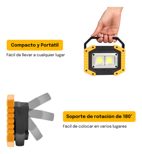 Lámpara Reflector Para Acampar Led Recargable Portátil
