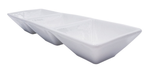 Salsera Copetinero 3 Divisiones En Porcelana Blanca