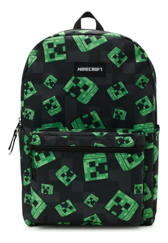 Mochila Bolsa Escolar Backpack Minecraft Creeper Color Negro