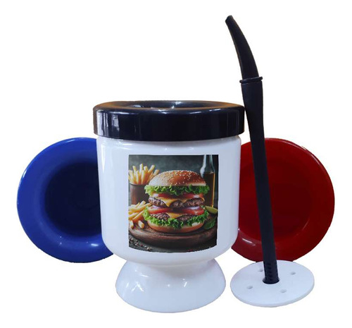 Mate Plastico Hamburguesa Fritas Papas Deco Resto