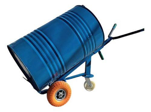 Carretilla Carro Para Tambores 200 Lts De 3 Ruedas Azul