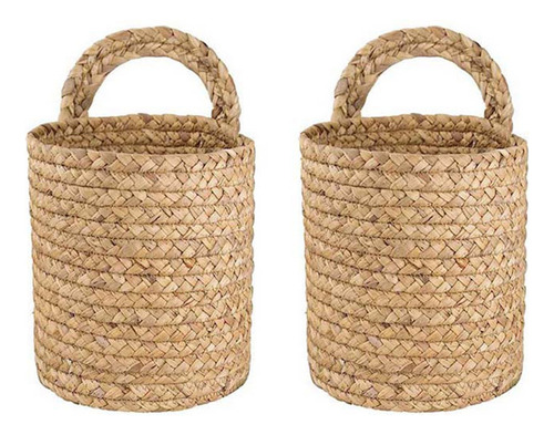 . Macetero De Cesta De Mimbre For Colgar En La Pared, Maceta