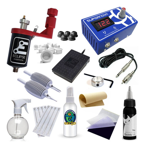Kit Tattoo Rotativa Eclipse Fonte Digital E Electric Ink