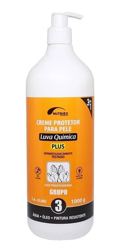 Creme Protetor Mãos Luva Química Grupo 3 1000g Nutriex