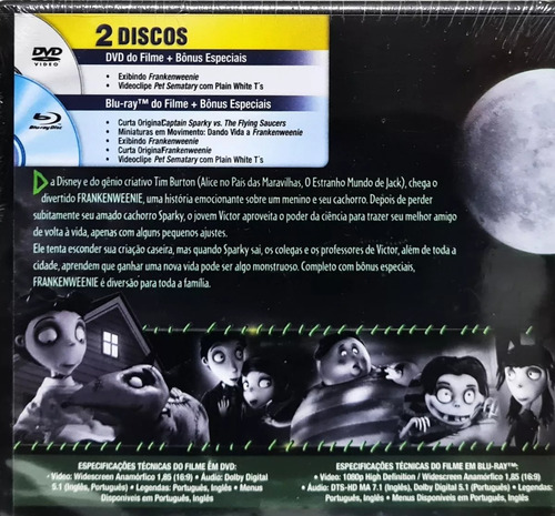 Dvd Frankenweenie + Blu Ray 2 Discos Tim Burton Tk0f