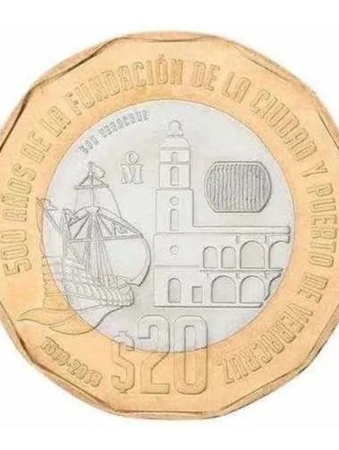 Moneda De $20 Conmemorativa Del Puerto De Veracruz