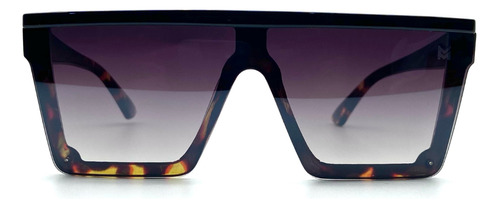 Óculos De Sol Grande Premium Maya Cooper Tendência Quadrado Preto Onça + Case