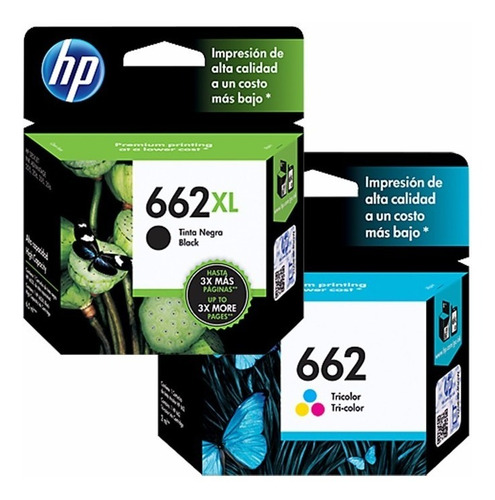 Combo Hp 662xl Negro Cz105al + Hp 662 Tricolor Cz104al Pack