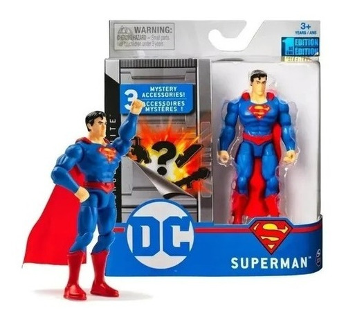 Superman Figura Art + 3 Acc Liga Justicia 10cm Dc Tiendajyh