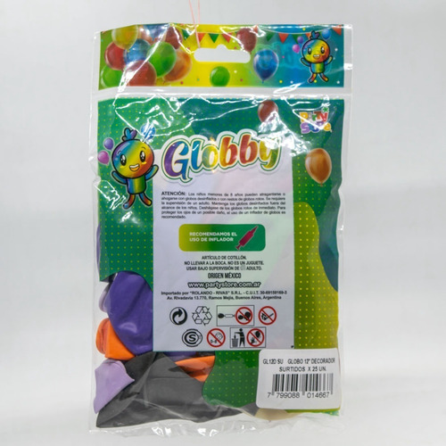 Imagen 2 de 6 de Globos Decorador Globby 12 Pulgadas Varios Colores X 25 Uni