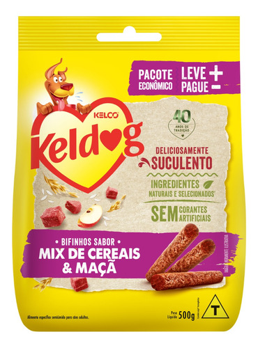Petisco Bifinho Keldog Mix De Cereais E Maçã 500g - Kelco