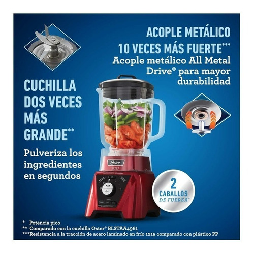 Imagen 3 de 7 de Licuadora Oster Xpert Series Roja Con Vaso Personal Rpg