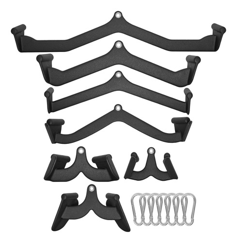 Set 7 Agarres Gimnasio Poleas Barras Bíceps Tríceps