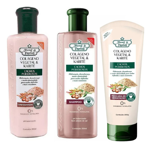 Kit Cachos Poderosos Colágeno E Karitê Flores & Vegetais