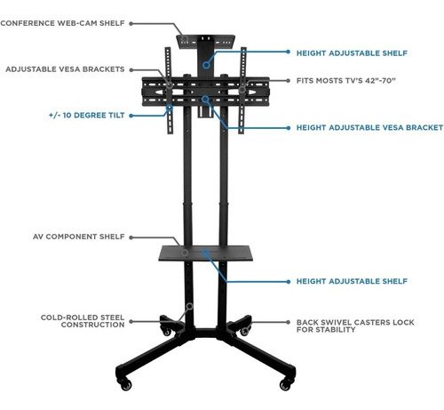 Imagen 6 de 10 de Soporte De Pie Para Tv Led Pantallas De 32 A 70 Pulgadas