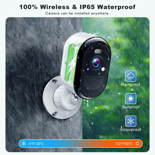 Cámaras De Seguridad 2k Inalámbricas Para Exteriores Wifi Paquete De 2