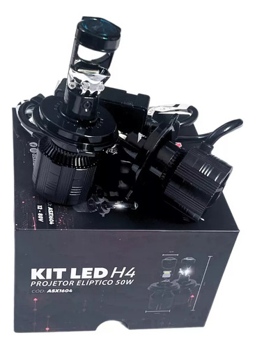 Kit Led H4 Projetor Canhão Elíptico Asx 6000k 50w