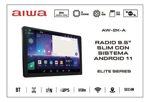 Radio Auto Android Resolución 2k De 9,5'' Con 4gb Ram Aw-2k