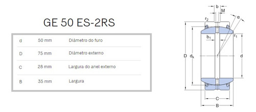 Ge 50 Do 2rs Rotula Esferica Auto-ajustavel Com Blindagem