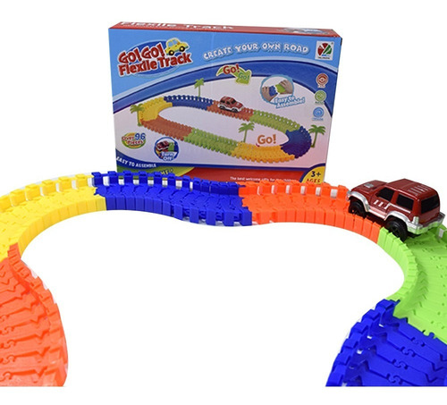 Imagen 6 de 9 de Pista De Coche Flexible Infantil 1 Auto Para Niños Log-on