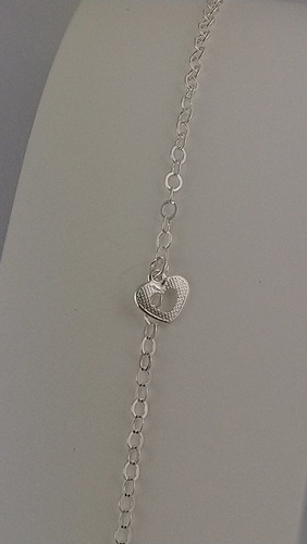 Imagem 5 de 6 de Pulseira Coração Elos Brilhantes 17 Cm Prata 925 Maciça