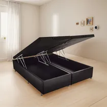 Comprar Cama Box Baul Queen Size Tapizado Tela Suave Madera Maciza