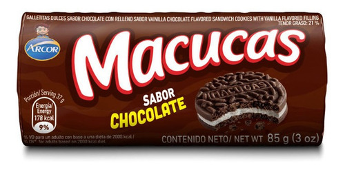 Galletitas Macucas Sabor Chocolate X 85 Gr