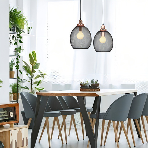 Pendente Copper Metal Cobre E Preto 1e27 41cm Xn003 Bella