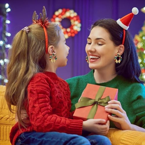 Yujie Pendientes De Navidad Para Mujer, Pendientes Coloridos