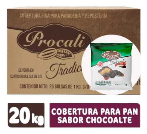 Cobertura Fina Panadería Sabor Chocolate Procali 20 Kg