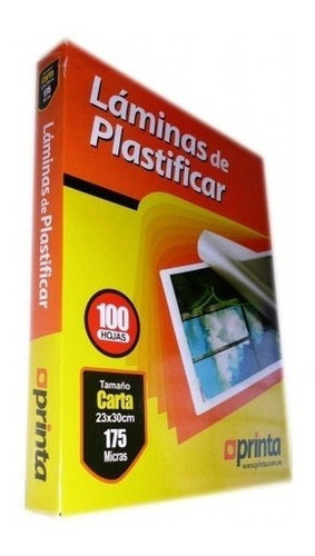 Láminas Para Plastificar Carta 175 Micras Printa 100 Unds