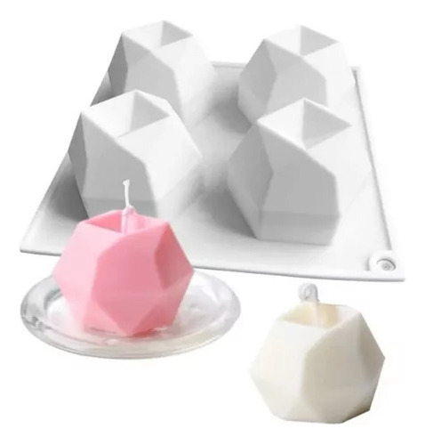 Molde De Silicona Para Velas Diamante Yeso Cemento Resina Color Blanco