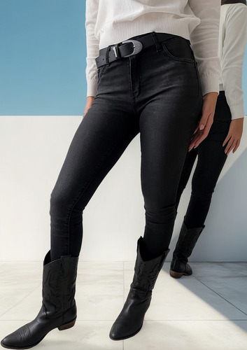 Jean Mujer Push Up Tiro Medio Chupin Super Elastizado.
