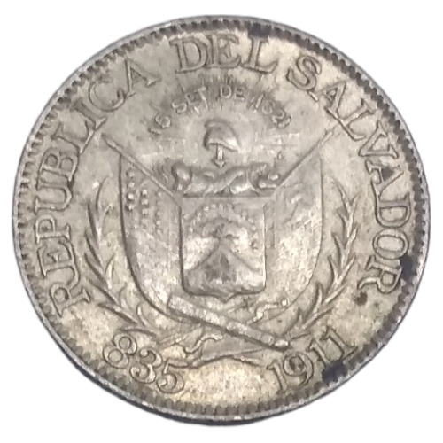 Moneda El Salvador 10 Centavos Plata Ley 835 Año 1911