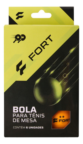 Bola De Tênis De Mesa Fort Sports Laranja 2 Estrela - 6 Un