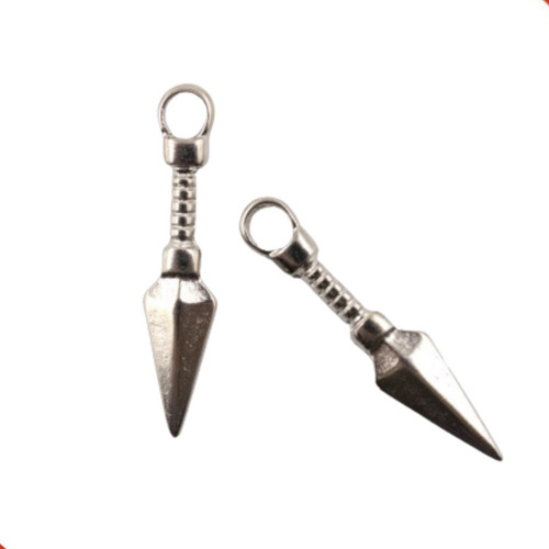 Pingente Kunai De 41x08mm Em Zamac Pacote Com 12 Unidades Cor Níquel