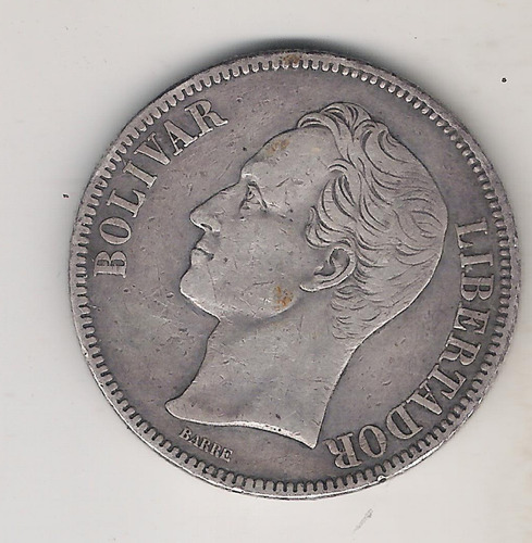 Moneda Antigua 25 Gram Plata Lei 900, Fuerte 5 Bs Año 1903