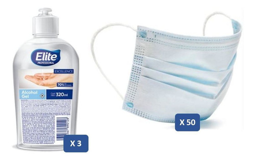 Combo Regreso Seguro 3 Botellas Alcohol En Gel+50 Barbijos E