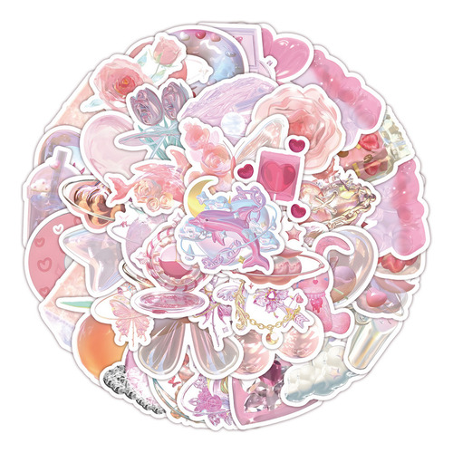 Pegatinas De Dibujos Animados Con Láser Rosa Para Niños Peg