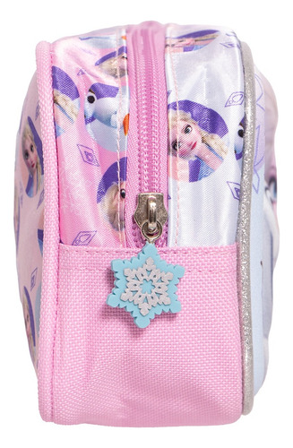 Kit Mochila Frozen Lonchera Lap Original Ruz Con Luz Kinder Rosa Rosa