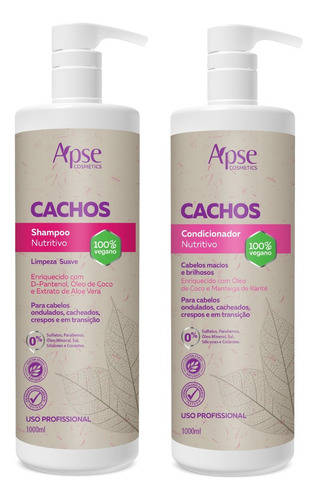  Kit Shampoo Condicionador Profissional 1l Apse Cosmétics