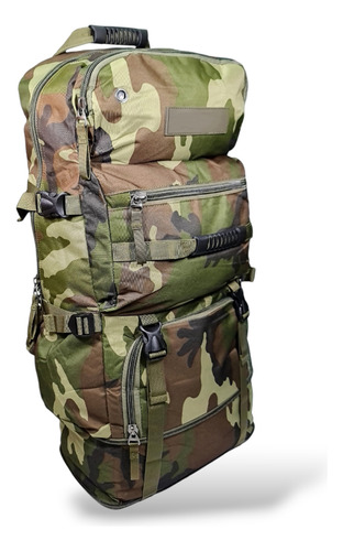 Mochila Tática Camping Militar 80 Litros Grande Resistente T Verde Camuflado