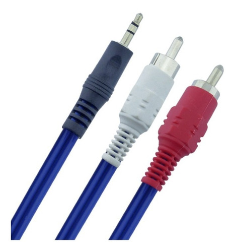 Cable De Audio 2 Rca A Miniplug 1.5 Metros Azul