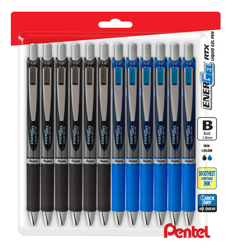 Pack 12 Bolígrafos Gel Líquido Rtx De Lujo Pentel Energel