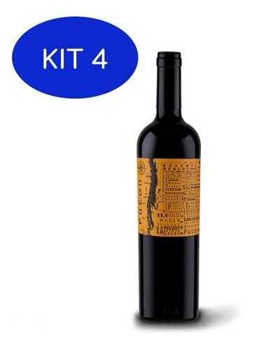 Kit 4 Vinho Tinto Chileno Pucon Reserva Merlot
