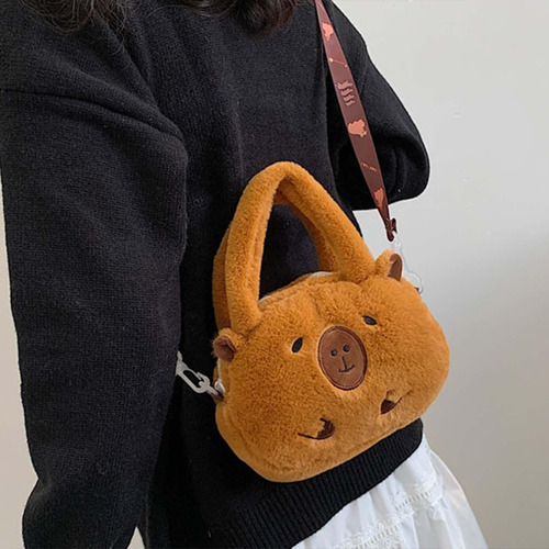 1 Bolso Bandolera De Felpa Con Forma De Capibara Para Mujer