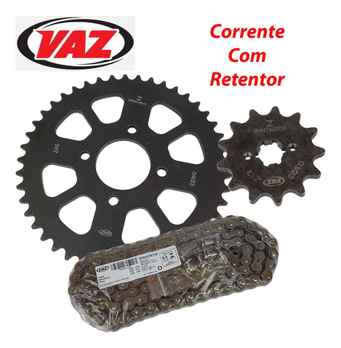Kit Relação Dafra Apache Rtr 200 Corrente Com Retentor (vaz)