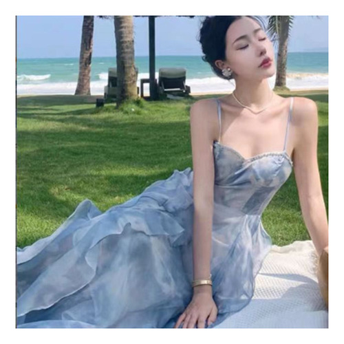 Vestido De Playa Largo Sin Tirantes Con Estampado Floral