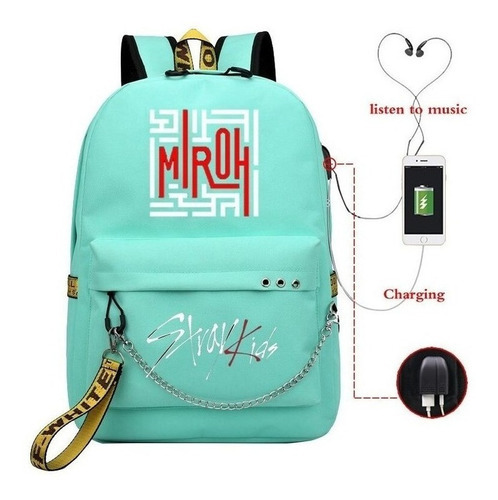 Mochila Escolar Stray Kids Cable Usb Mochila Estilo Kpop Muj Color 810-ff-11-17-12 Diseño De La Tela 810-ff-11-17-12/810-ff-11-17- 10/810-ff-11-17- 10