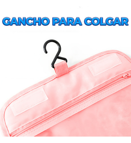 Bolsa Mochila Aseo Cosmetiquera Plegable Viaje Impermeable Color Rosa